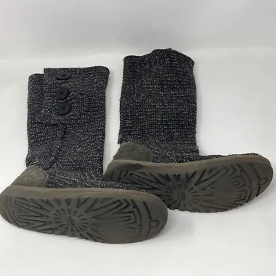 UGG 1876 Classic Cardy Button Detailed Knit Boots Size 7 Grey • $16