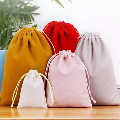 Portable Velvet Drawstring Gift Bags Small Fabric Christmas Pouch Wedding Party • £2.21