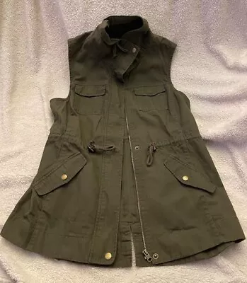 Sebby Women Army Green Zipper Vest Cargo Pockets Size Medium M New With Tags • £14.46