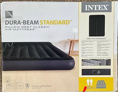 Intex Queen Pillow Rest Classic Air Bed With Built In Airpump • £20