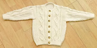 Hand Knitted Cream/ivory Cardigan  with Cable Pattern Age 2 To 3years • £8.50