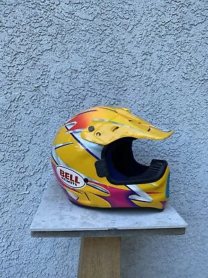 Vintage 90s Bell Helmets MX Motorcross BMX Neon Yellow RARE MADE IN USA 7 1/8 • $150