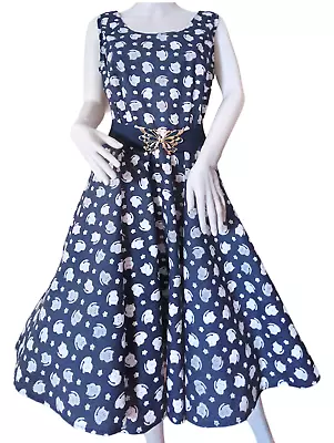 1950s Vintage Retro Rockabilly Circle Dress Cute Cats Handmade Choice Of Size • £29.99