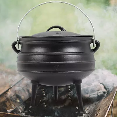 6/8L Cast Iron Stock Pot With Handle Dutch Oven Stock Pot Camping Stove Cookware • £50.95