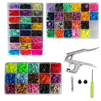 15/22/24 Colours T3 T5 Plastic Buttons Stubs Fastener KAM Snaps Snap Pliers Box • £15.69