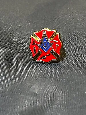 Masonic Fire Fighter Square Compass Lapel Tac Pin Working Tools Fraternity NEW! • $7.95