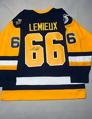 MARIO LEMIEUX Pittsburgh Penguins SIGNED Auto JERSEY PSA COA 92 Cup Patches XL • $1049.96