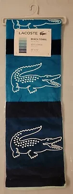 Lacoste Logo Allover Colorblock Beach Towels Blue Size 36X72 • £35.92
