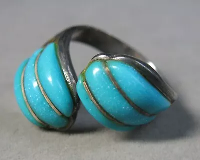 Vintage Sterling Silver Turquoise Color Wrap Look Ring Size 7 8.9g #J4035 • $36.99