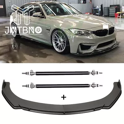 For F30 3 Series M3 Carbon Front Bumper Lip Spoiler Splitters Kits + Strut Rods • $100.99