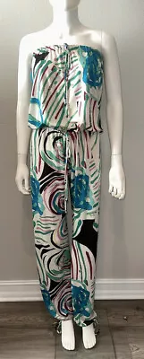 Alexis Tropical Hibuscus Print Strapless Bandeau Jumpsuit Catsuit S *rare* • £76.14