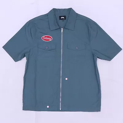 C3643 VTG Stüssy Men's Full-Zip Cotton Short Sleeve Shirt Size M • $20.50