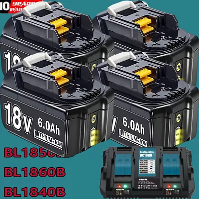 6Ah For Makita 18V Battery/Dual Charger Li-Ion Cordless BL1860 LED BL1850 BL1830 • $39.99