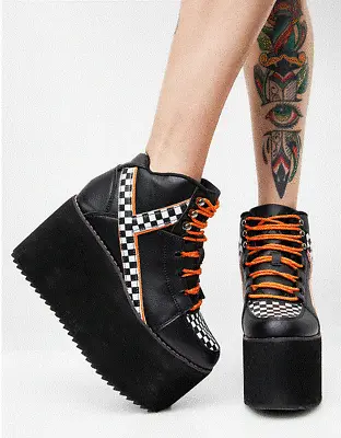 YRU Platform Trainers Shoes Likenew DOLLSKILL SIZE 5 UK Punk Rock Emo Rave Goth • £118.23