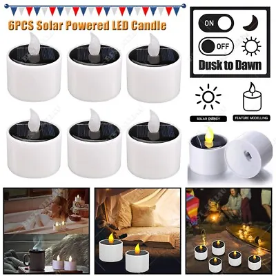 6PCS Solar Powered LED Tea Lights Flameless Flickering Solar LED Candles Lamp UK • £10.99