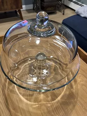 Vintage Large Dome  Glass Cake Stand Pedestal Display  Counter Top Heavy Glass  • $85