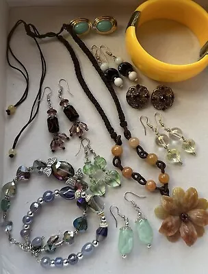 Vintage Costume Jewelry Lot RhinestonesWearNecklace Earrings Bracelets • $19