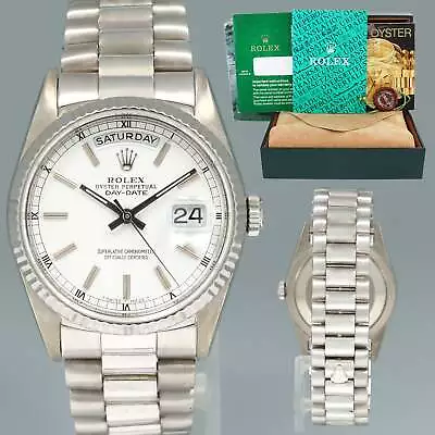 Rolex President Day Date 18239 White Stick Double Quick Set White Gold Watch Box • $14992.13
