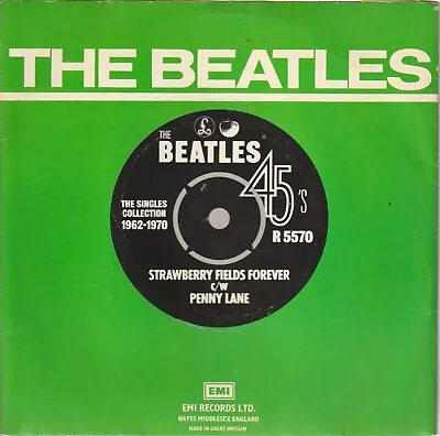 BEATLES 45: STRAWBERRY F.F. B/w PENNY LANE UK PARL R 5570 C=EX V=EX/NM  MAR '76 • $30