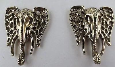  PREMIER QUALITY Antiqued Goldtone Elephant Head Design Earrings • $6.99