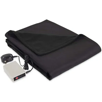 Serta MicroFleece Battery Electric Heated Warming Throw Blanket Navy Blue • $39.95