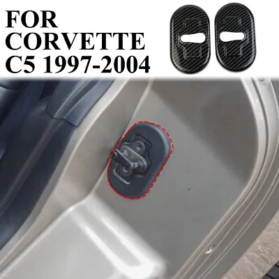Carbon Fiber Door Lock Cover Buckle Protection Trim For Chevrolet Corvette C5 • $29.99