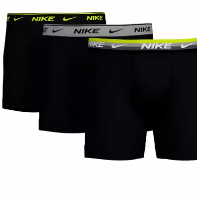 Nike 3-Pack Dri-FIT Essential Cotton Stretch Boxer Briefs Black Gray Volt XL • $29.99