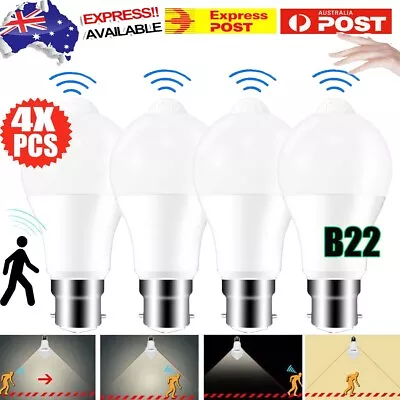 4PCS B22 PIR Sensor Motion Smart LED Bulb Globe Light Auto ON/OF White Security • $25.64