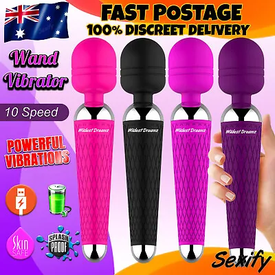 $24.95 • Buy 10 Speed Rechargeable Dildo Wand Vibrator Clit Stimulator AV Female Big Sex Toy