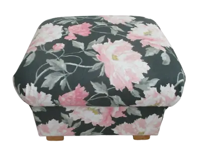 Storage Footstool Laura Ashley Peony Smoke Grey Fabric Footstall Pink Pouffe  • £129.95