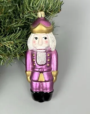 Vintage Blown Glass Christmas Ornament Nutcracker Orchid Color Shimmering Detail • $18