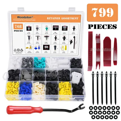 799pcs Car Body Plastic Clip Push Pin Nut Bumper Hood Door Panel Trim Retainer • $21.43