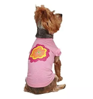 Zack And Zoey Spring Garden Tee Pink Dog Shirt W/ Intricate Flower XS Pet • $14.43