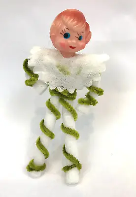 Vintage Pixie Christmas Ornament Elf Pipe Cleaner Plastic Head 4.5  Knee Hugger • $10