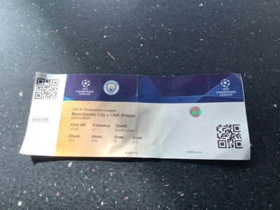 £2.99 • Buy Manchester City V Club Brugge Uefa Champions League Match Ticket 2021