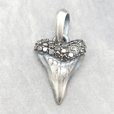 David Yurman Sterling Silver 925 Black Diamonds Small Shark Tooth Pendant Amulet • $333