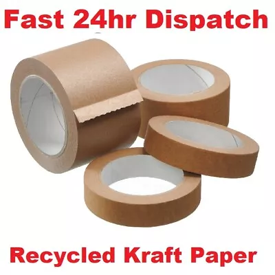 Paper Kraft Tape Brown Eco Friendly Biodegradable  48mm 38mm 25mm Craft Tape • £5.15