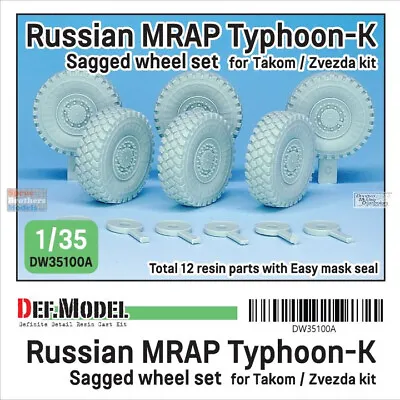 DEFDW35100A 1:35 DEF Model Russian MRAP Typhoon K Sagged Wheel Set (TAK/ZVE Kit) • $37.99