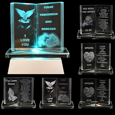 New Glass Crystal Ornaments Book Gift Set Poem Poetic Writing Message Mum Dad • £12.99