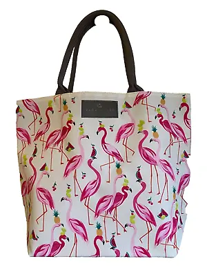 Sara Miller Waitrose Exclusive Tote Shopping Holiday Jute Tote Bag Flamingo BNWT • £26