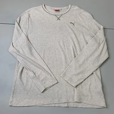 Mens Puma Long Sleeve Thermal Waffle Knit Shirt 2XL Gray Casual Active Sports • $16.22