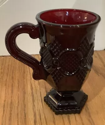 Avon 1876 Cape Cod Collection Ruby Red Glass Pedestal Coffee Mug EUC • $6
