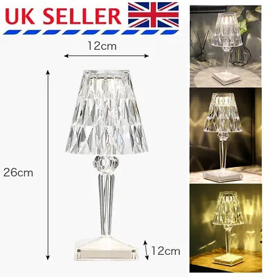 £13.99 • Buy Crystal Table Lamp LED Diamond Touch Control 3 Colors USB Rechargeable Light UK