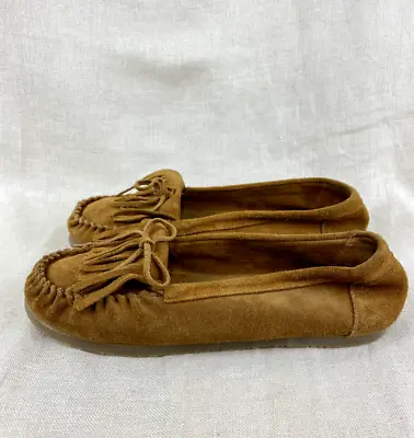 Zara Girls Suede Fringed Moccasin Loafers Womens Size 6.5 • $24.89
