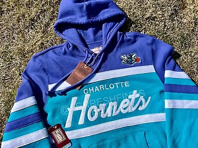 Authentic Mitchell & Ness Charlotte Hornets Embroidered HWC Retro Hoodie • $89.99