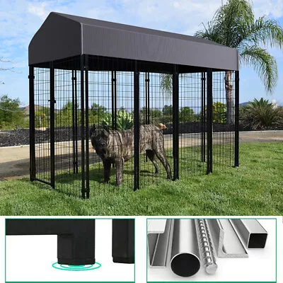 Jumbo Outdoor Dog Kennel W/ Roof Pet House Enclosure Run Cage Playpen Heavy Duty • £112.93