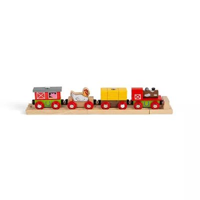 Bigjigs Rail Wooden Farmyard Train Railway Locomotive Engine Carriage Track • £17.99