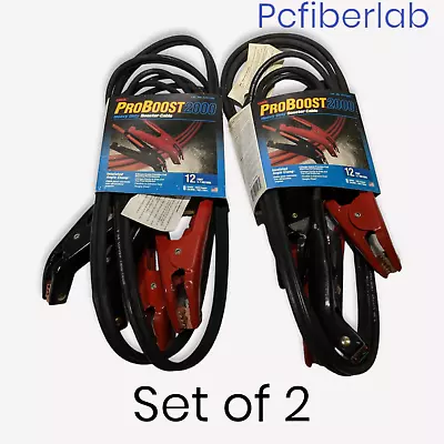 Set Of 2 ProBoost 2000 8 AWG 12ft HD Jumper/Booster Cable 100% PURE-COPPER • $32.95