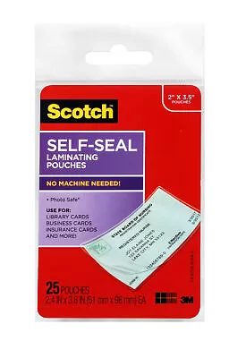 Scotch Self-Sealing Laminating Pouches LS851G Business Card Size (Case Of 12) • $176.49