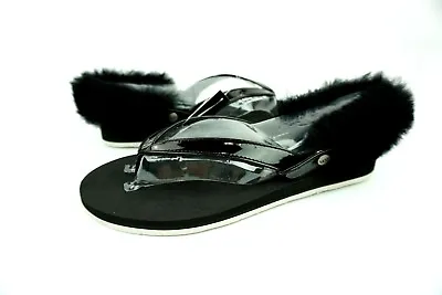 Ugg Laalaa Sheepskin Flip Flops Black Color Size 7 Us Womens • $31.47